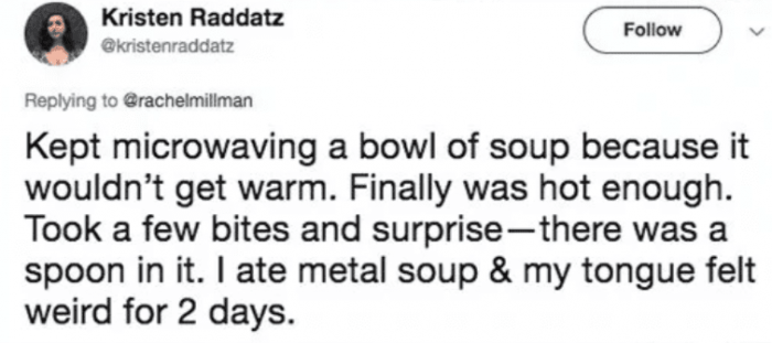 Yikes, I'd check on the state of the microwave, too.