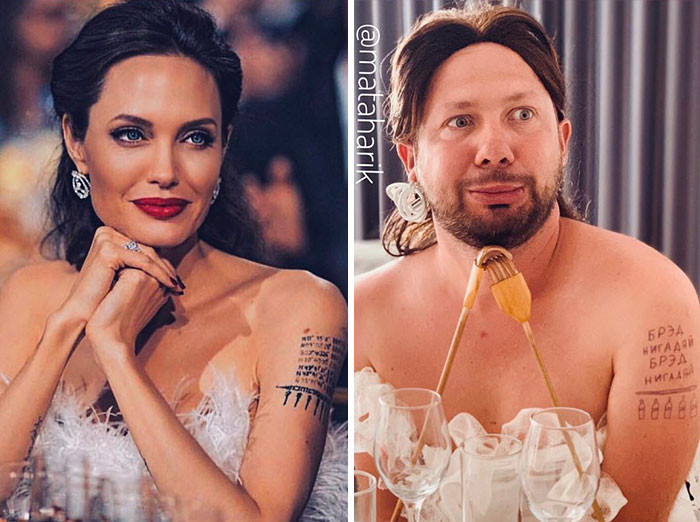 6. Angelina Jolie Looks Cute with Her Parody
