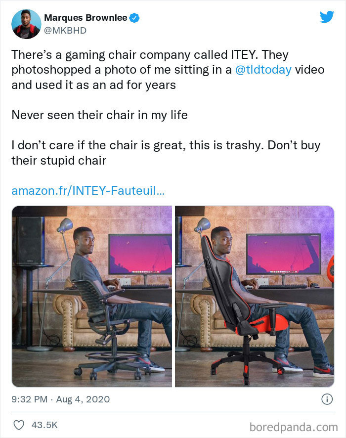 17. YouTuber MKBHD calls out a chair company
