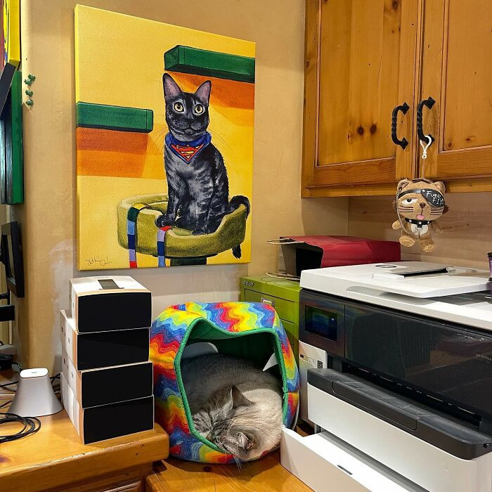 It even has a painting of a cat!