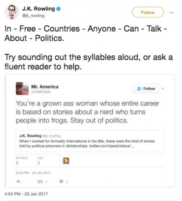 1. You don't just sass the woman who created the sass of Harry Potter