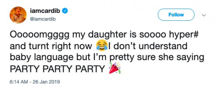 Cardi B doesn't speak baby.