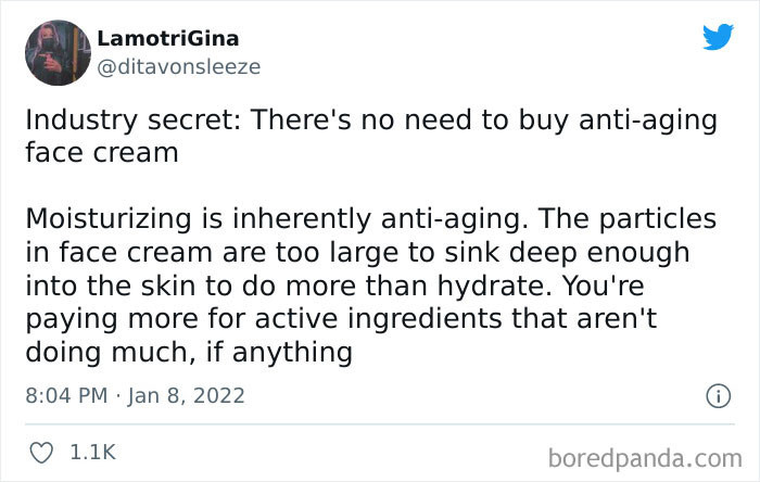 16. Anti-aging cream is a scam.