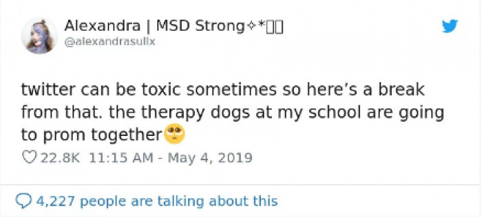 Local student sharing the love on Twitter.