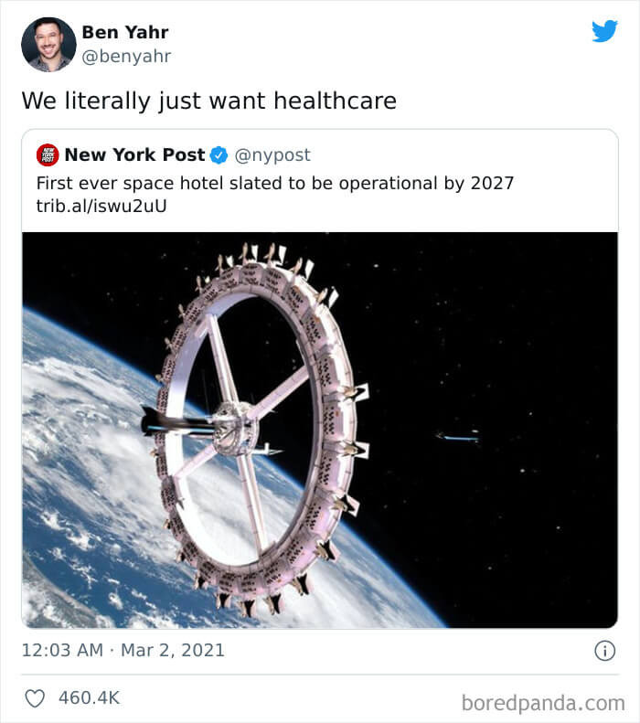 40. How about you fix healthcare first, then build space hotels?
