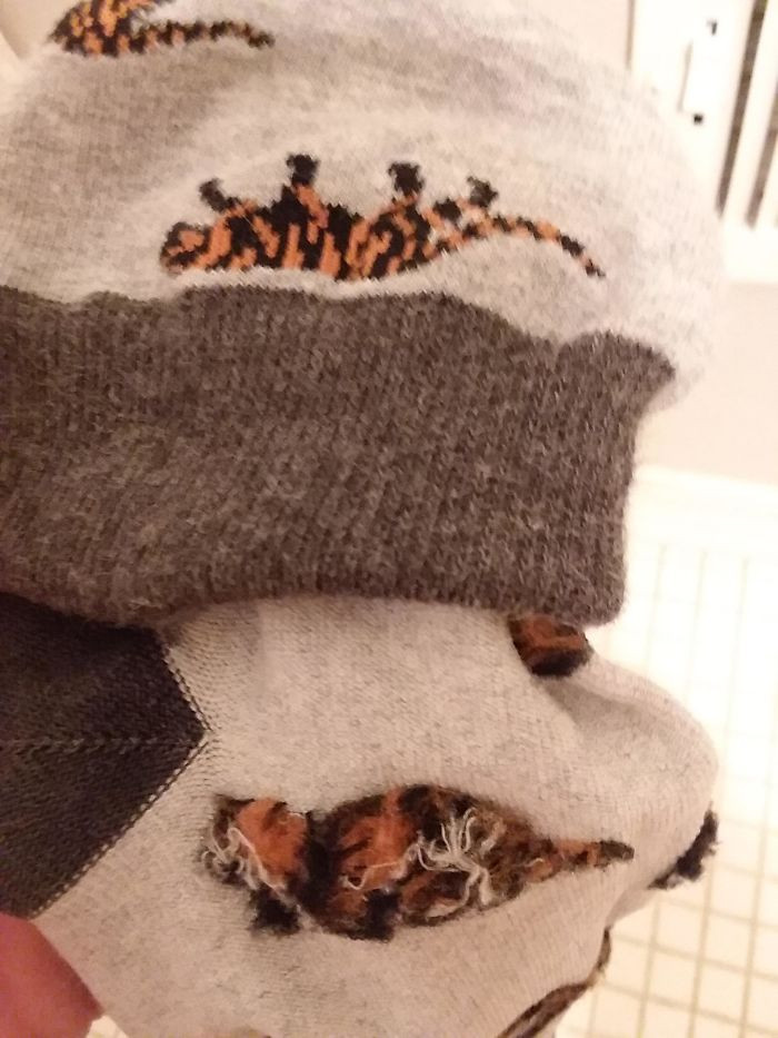 "The Tigers on These Socks Look Like House Cats When Turned Inside Out"