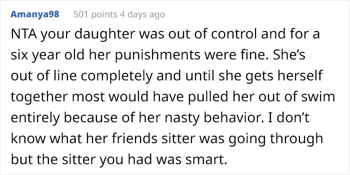 Redditors agree that six-year-olds need to have that kind of punishment.