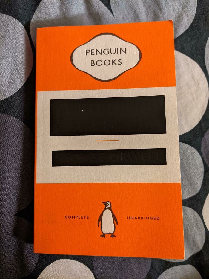 28. The 1984 penguin classics version has its author and title censored