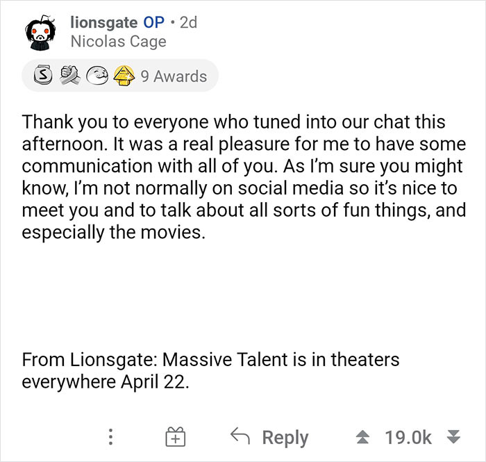 He thanked people for joining in