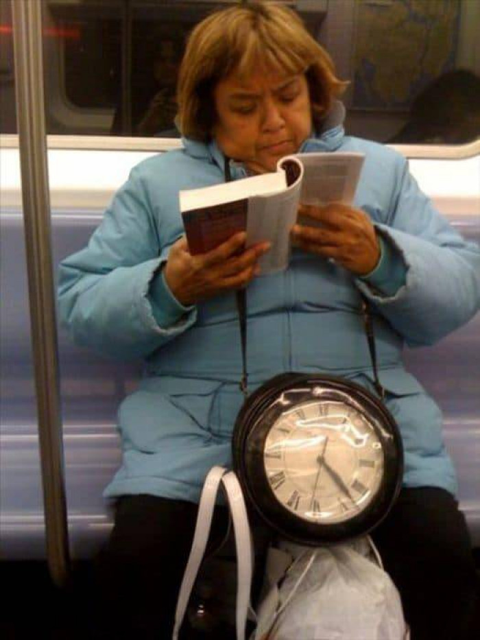 7. She doesn't want anyone to interrupt her reading to ask for the time