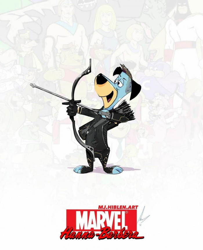 12. An awesome mashup cover photo of Huckleberry Hound as Hawkeye with some V shaped ears