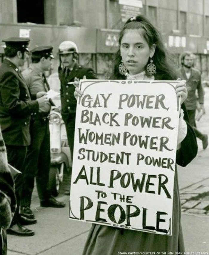 22. A Protestor At A Gay Rights Demonstration In 1970