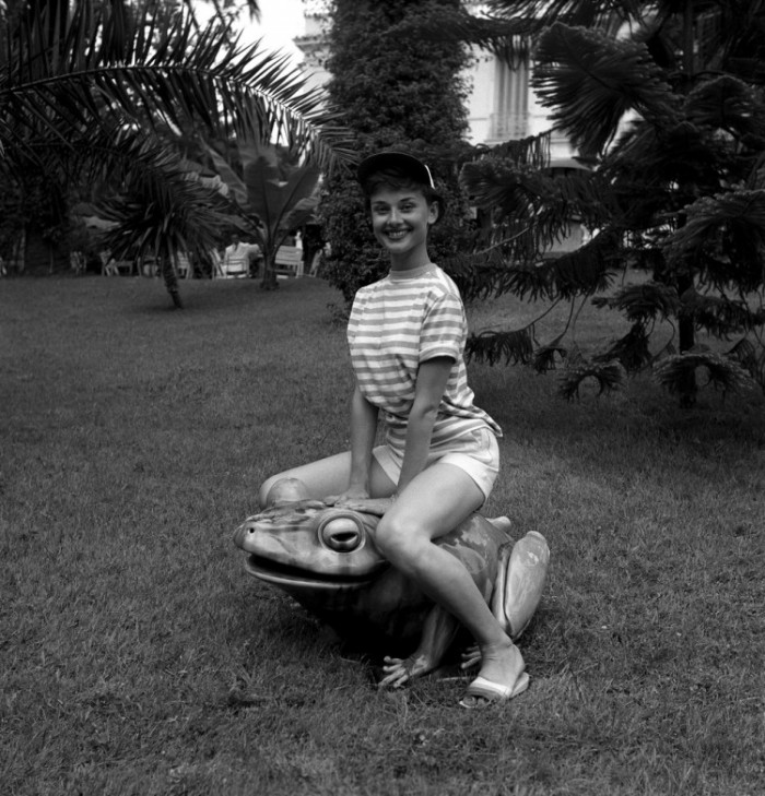 Audrey Hepburn having some fun in the late 1960's