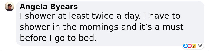 Showering at least twice a day