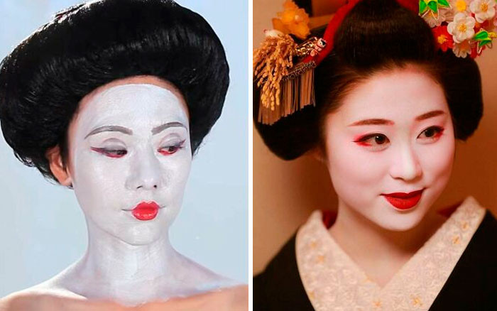 29. Buzzfeed's Geisha Makeup vs. Actual Geisha Makeup