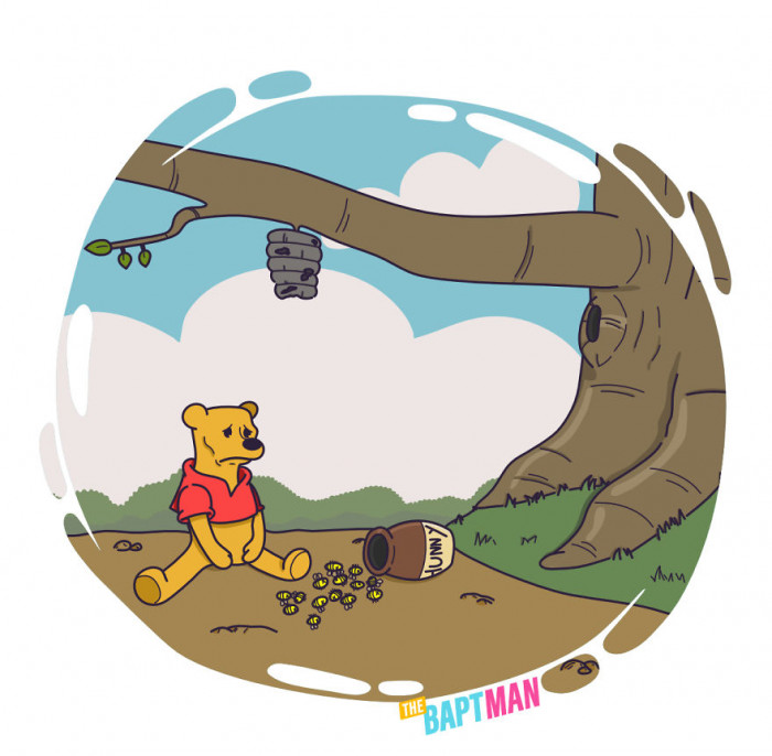 #2 Winnie The Pooh Badly Dealing With Bee (And Honey) Extinction