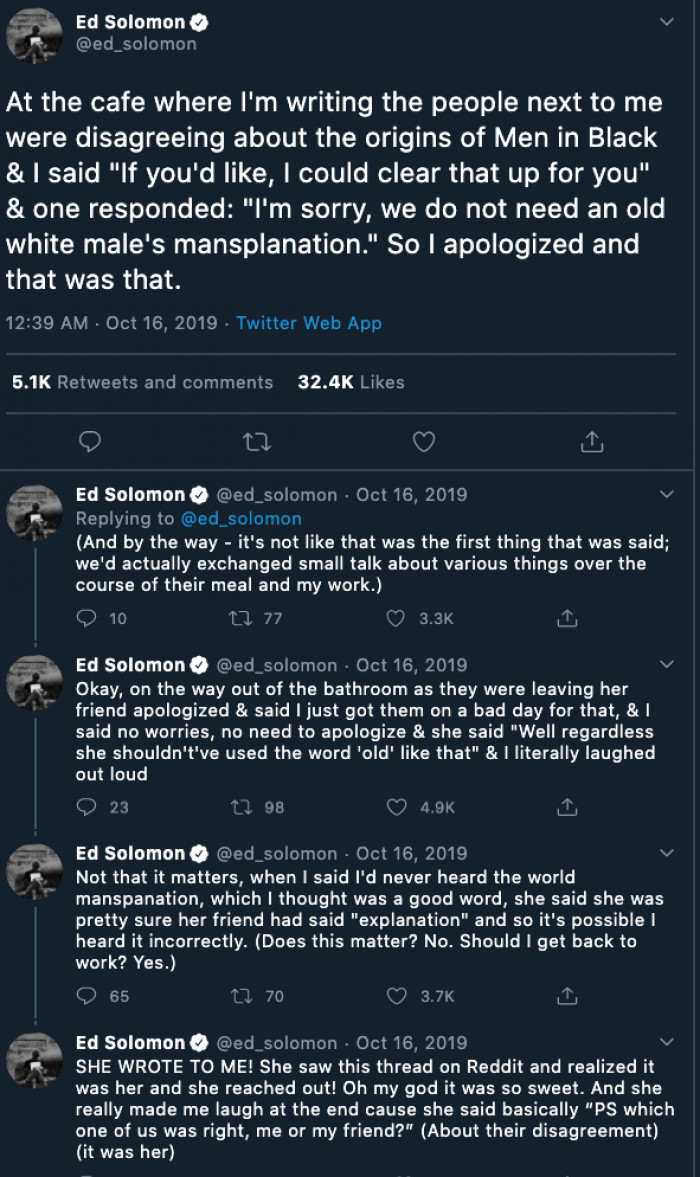 When you're not mansplaining... you're just the writer of the film.