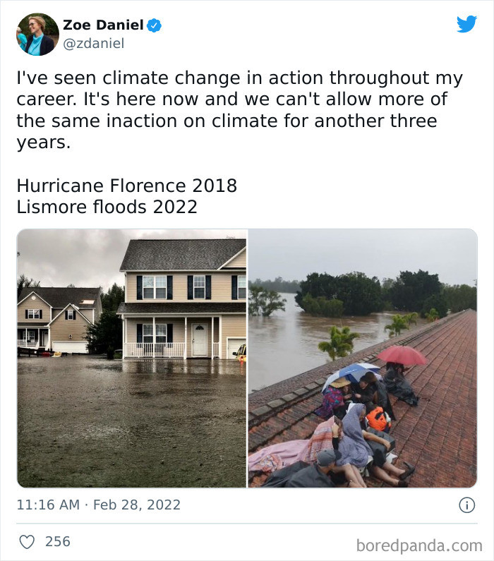 11. A lot of people on the internet blamed the floods on climate change.