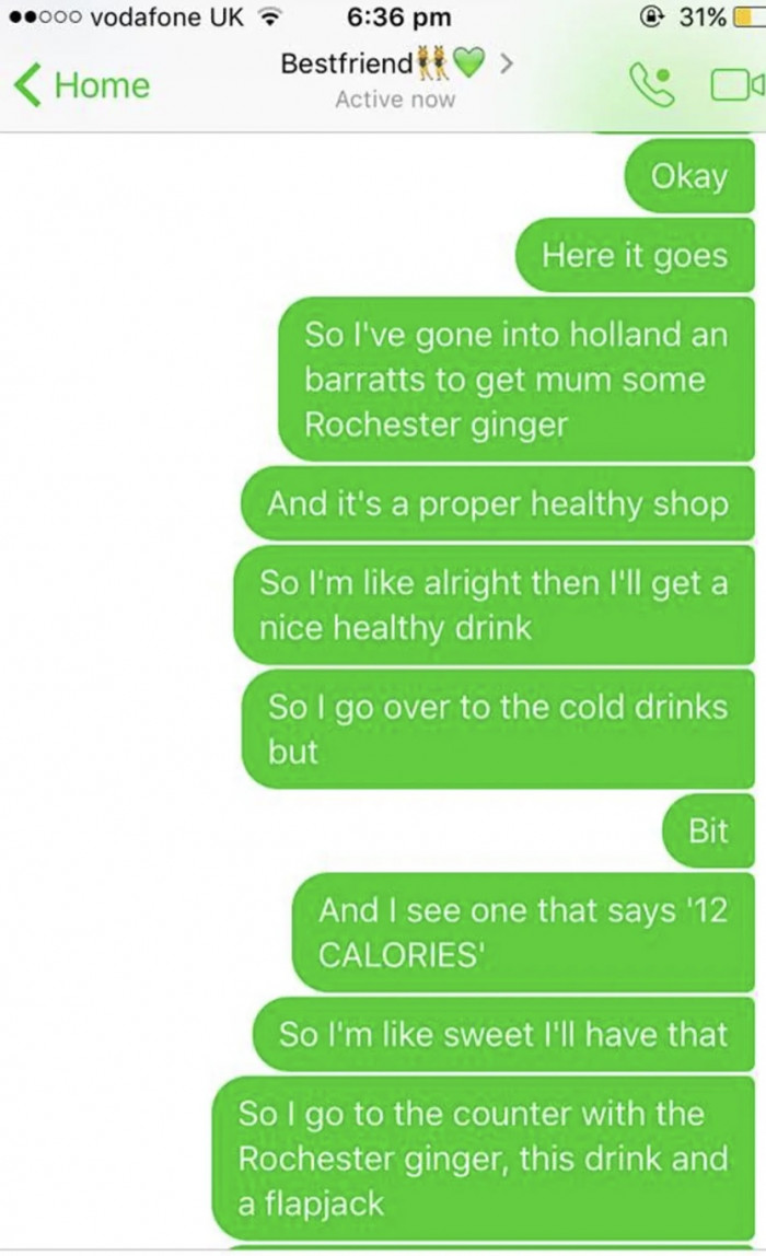 Nicole shared the story with her best friend via text message.