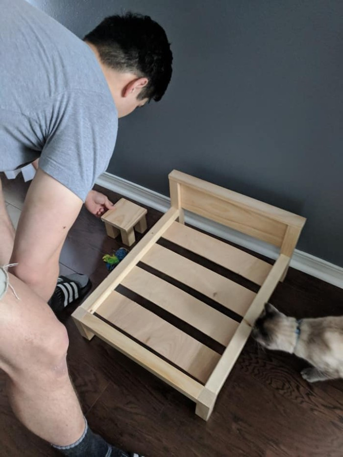 When he first started to make the bed frame his wife thought it was for them and their new mattress! 
