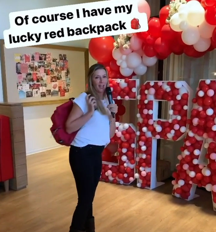 My lucky red backpack