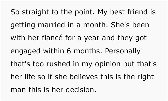 Her best friend is getting married soon, and she's invited.