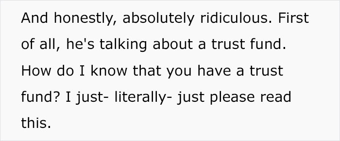 And why is he bringing up his apparent trust fund?