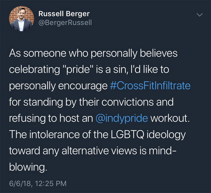 14. This homophobic Tweet got a pastor and high-ranking crossfit employee fired