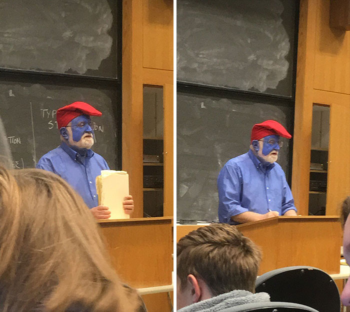 #31 This College Professor Has Been Dressing Up As Papa Smurf For Halloween For Five Years