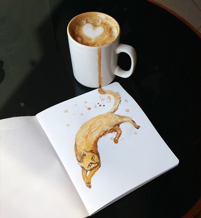 Macchiato and Americano coffee drinks with ice cream garnish