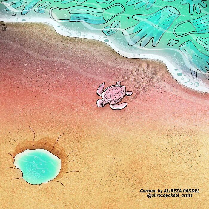 4. In search of fresh water because its habitat has been contaminated by humans.