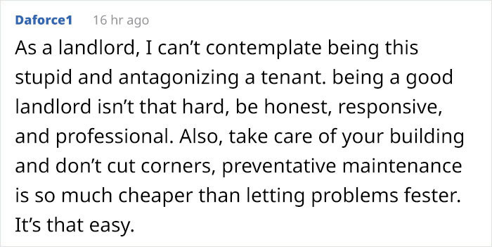 One landlord commented: 