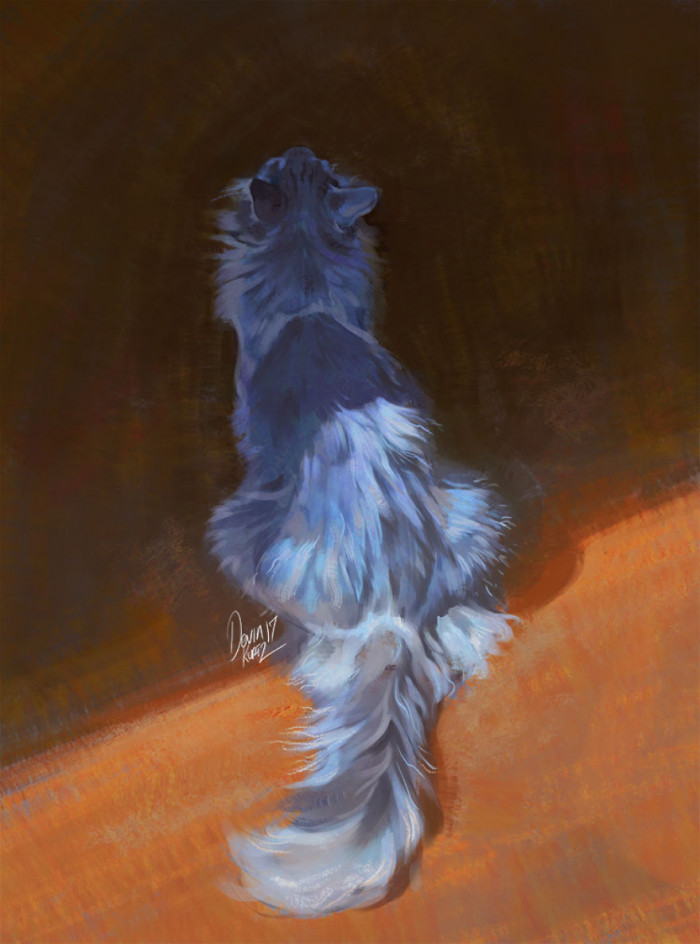 25. She was enjoying her fluffy posture all by herself.