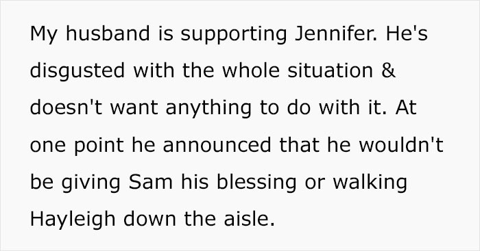 The girls' father immediately took Jennifer's side.