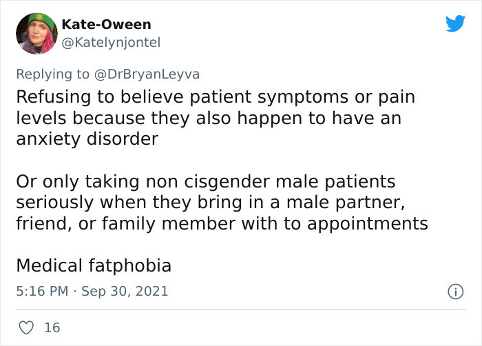 #18 Refusing to believe patients' symptoms or pain levels