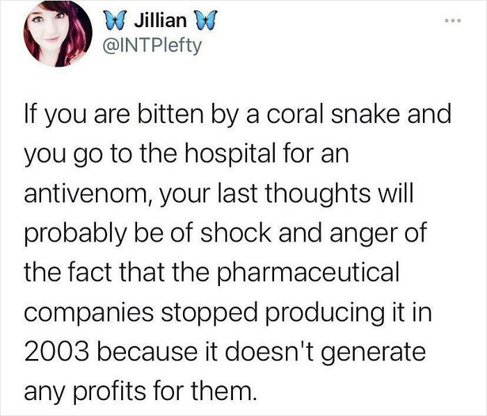 2. No profit, no medication...