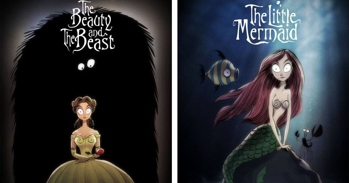 Classic Disney Movies Done In The Style Of Tim Burton 