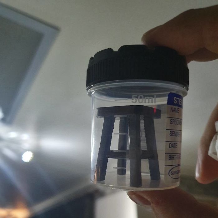 32. My dad made a stool sample for his doctor with his 3D printer