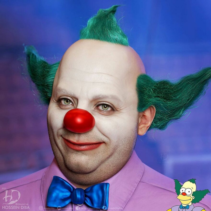 1. Here is Krusty the Clown from The Simpsons