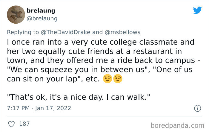 20. No, thanks, I will walk???