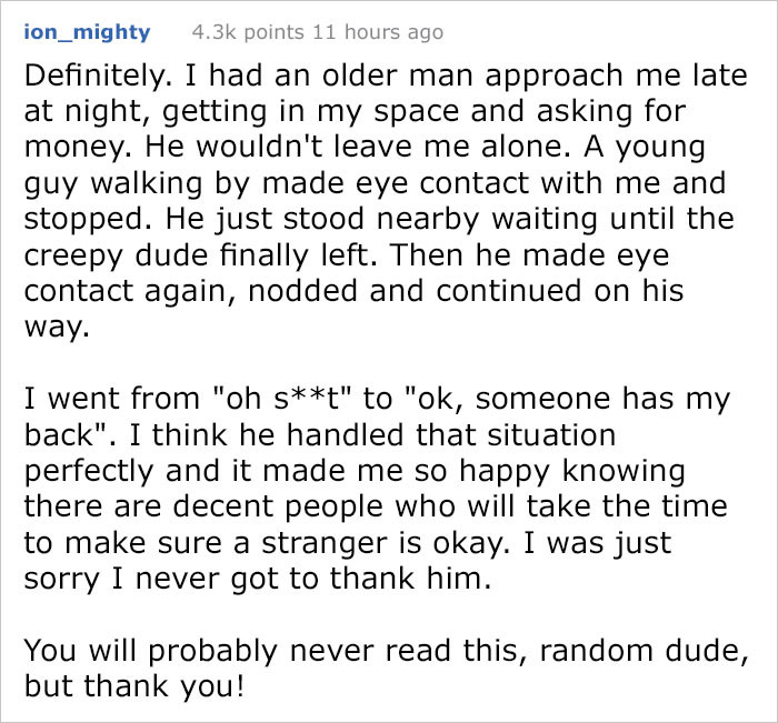 The internet had plenty to say about this, including praise for the man who stepped in and sharing similar stories of their own.