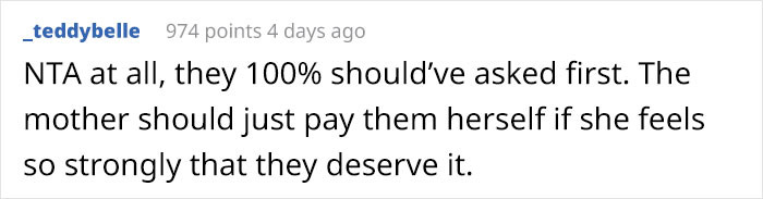 Yeah, the mother should do it