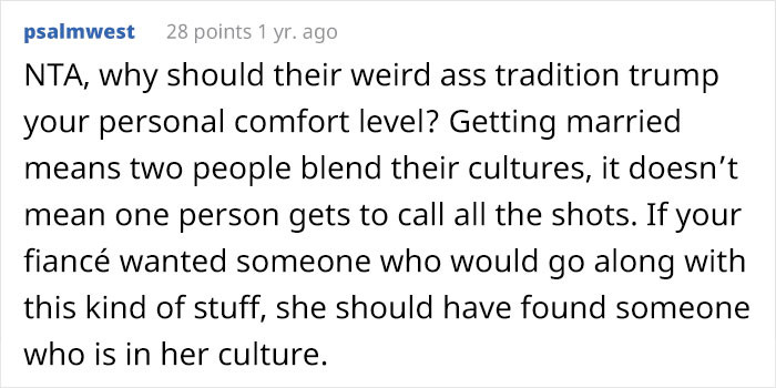 Exactly; no tradition should hinder the comfort level of the people.