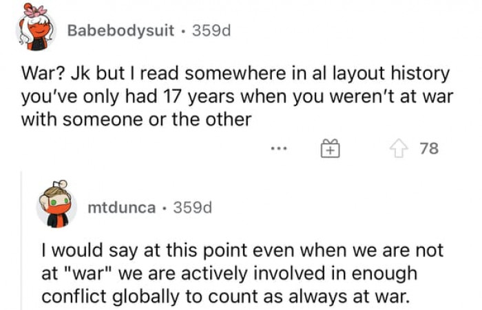 The U.S. is always involved in something, one way or another.