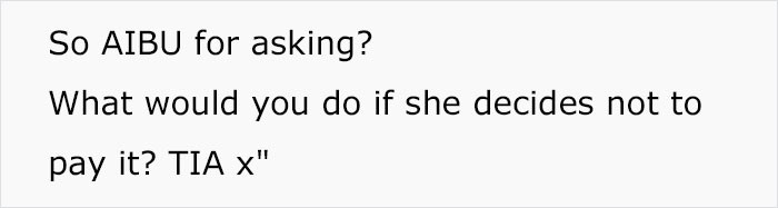 Now OP asks if she was right.