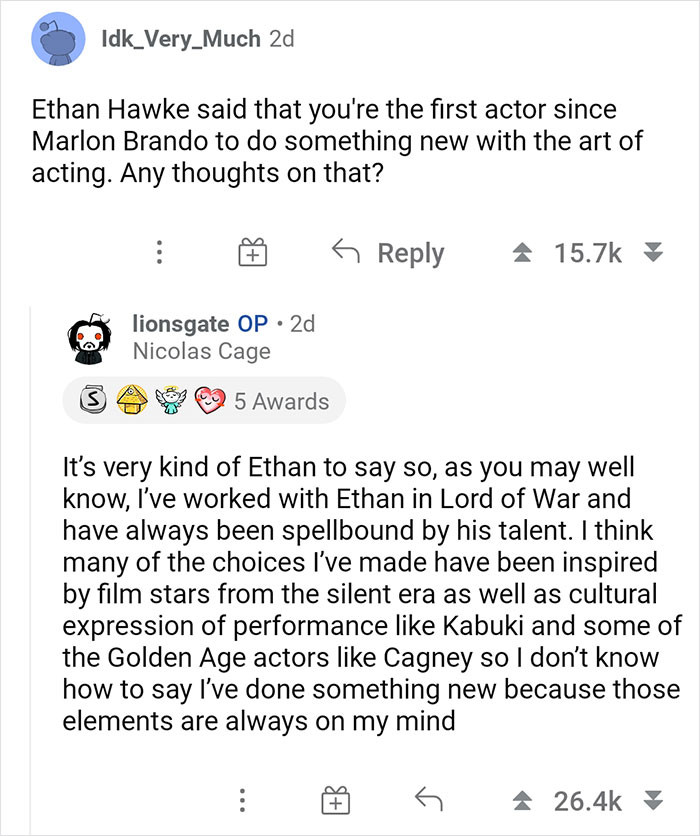 25. Cage is being modest here: