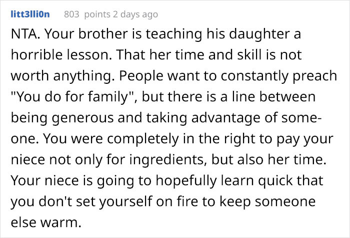 Your brother is teaching his daughter a horrible lesson