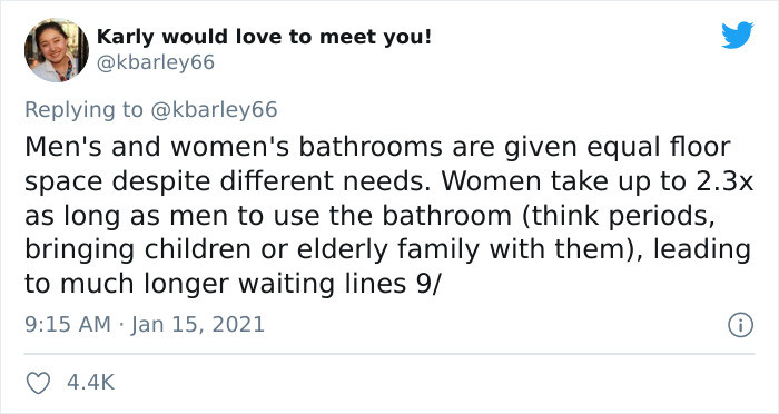 Equal floor space has a downside.