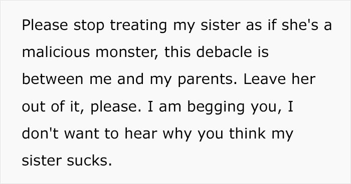 My sister is not a malicious monster