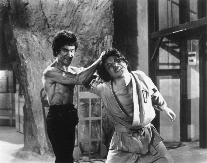 Bruce Lee and Jackie Chan pictured here shooting a scene for 